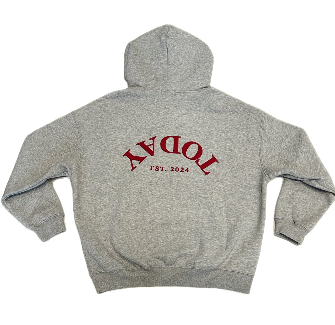 The Everyday Hoodie - Heather Grey + Red